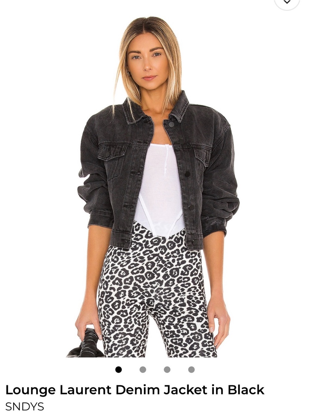 SNDYS Cropped Black Denim Jacket